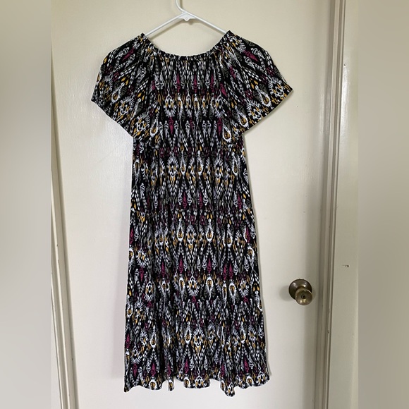 LOFT Ikat Tie Neck Swing Dress - Picture 4 of 5